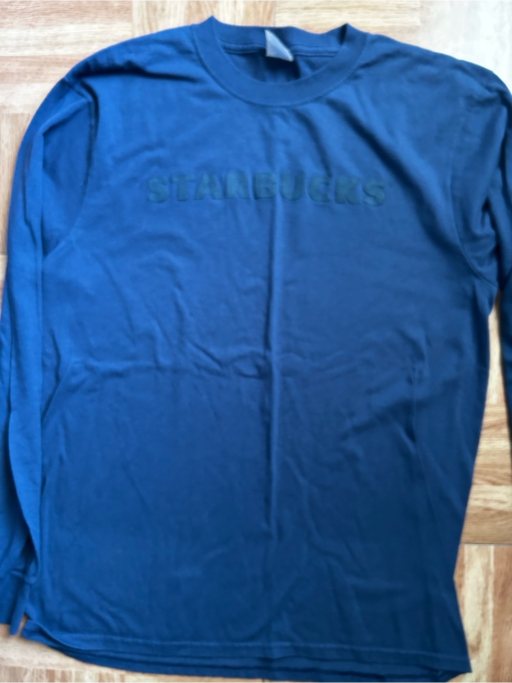 Starbucks Long Sleeve Shirt Navy Blue Black Letters Medium Coffee Partner
